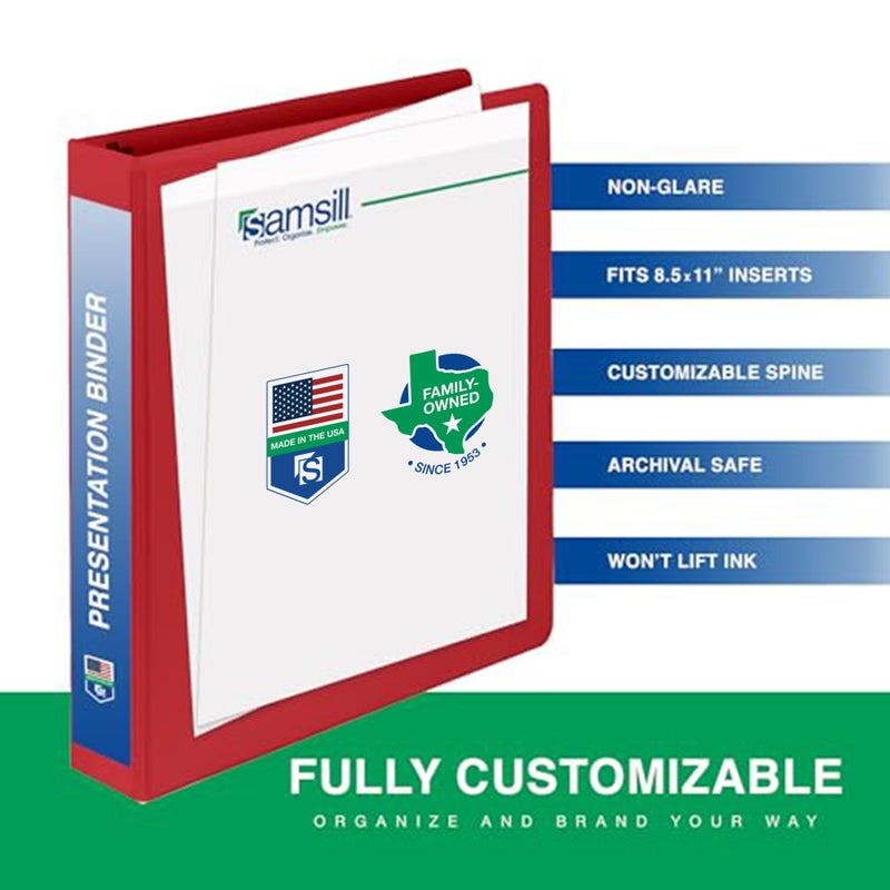 Samsill 1 Inch 3 Ring Binder, Made in USA, Economy Round Ring, Clear View Cover, 200 Sheet Capacity - for School, Home, Office - Red - Image 3